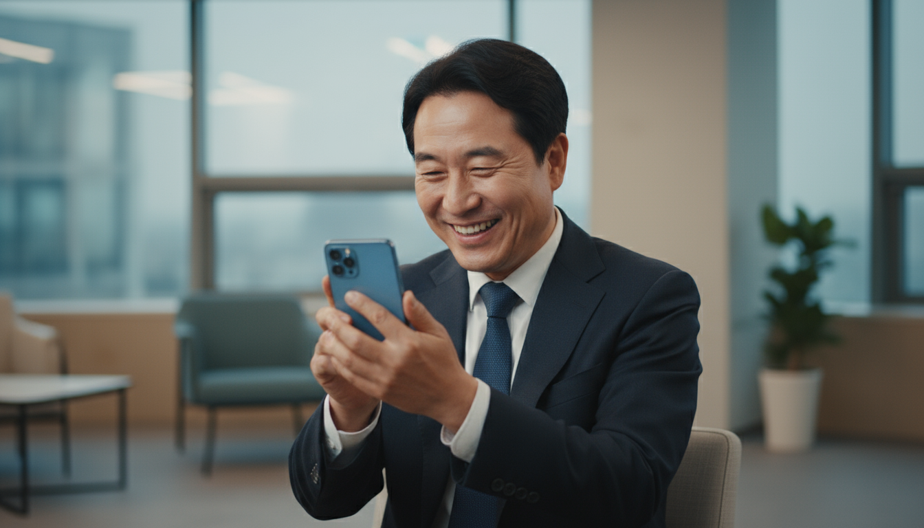 Person interacting with iPhone